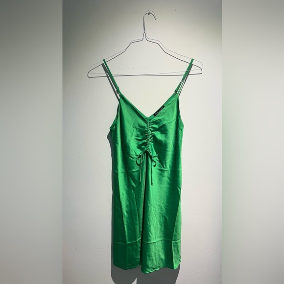 NEW Stella Luce - Green Slip Dress Ruched - Picture 1 of 3